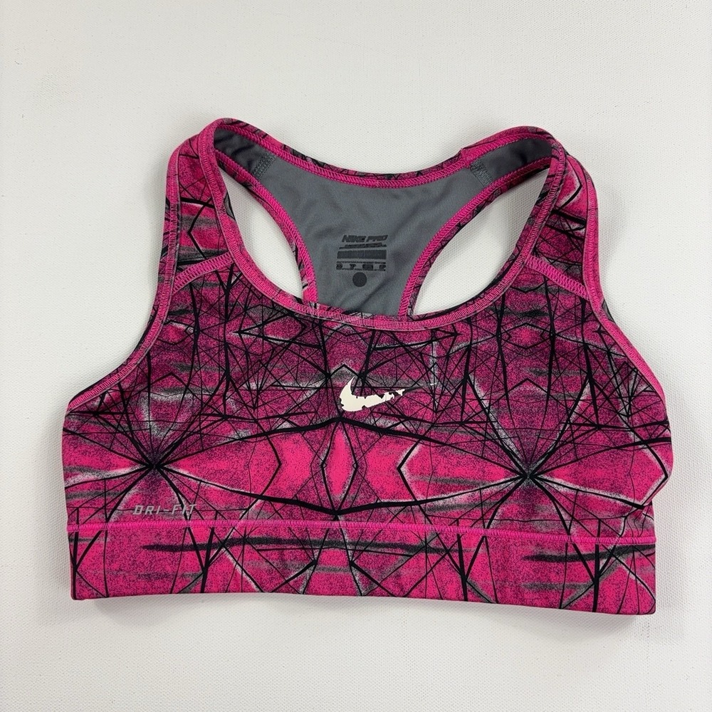 Nike Pro Printed Dri-FIT Sports Bra Top Women's XS Pink Geometric 575631-668